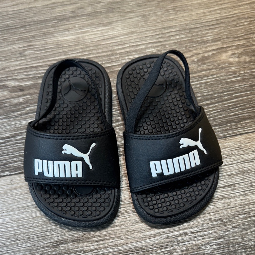 PUMA Unisex Toddler Cool Cat Backstrap Sandal - Black/White, Size 5 C (j170)